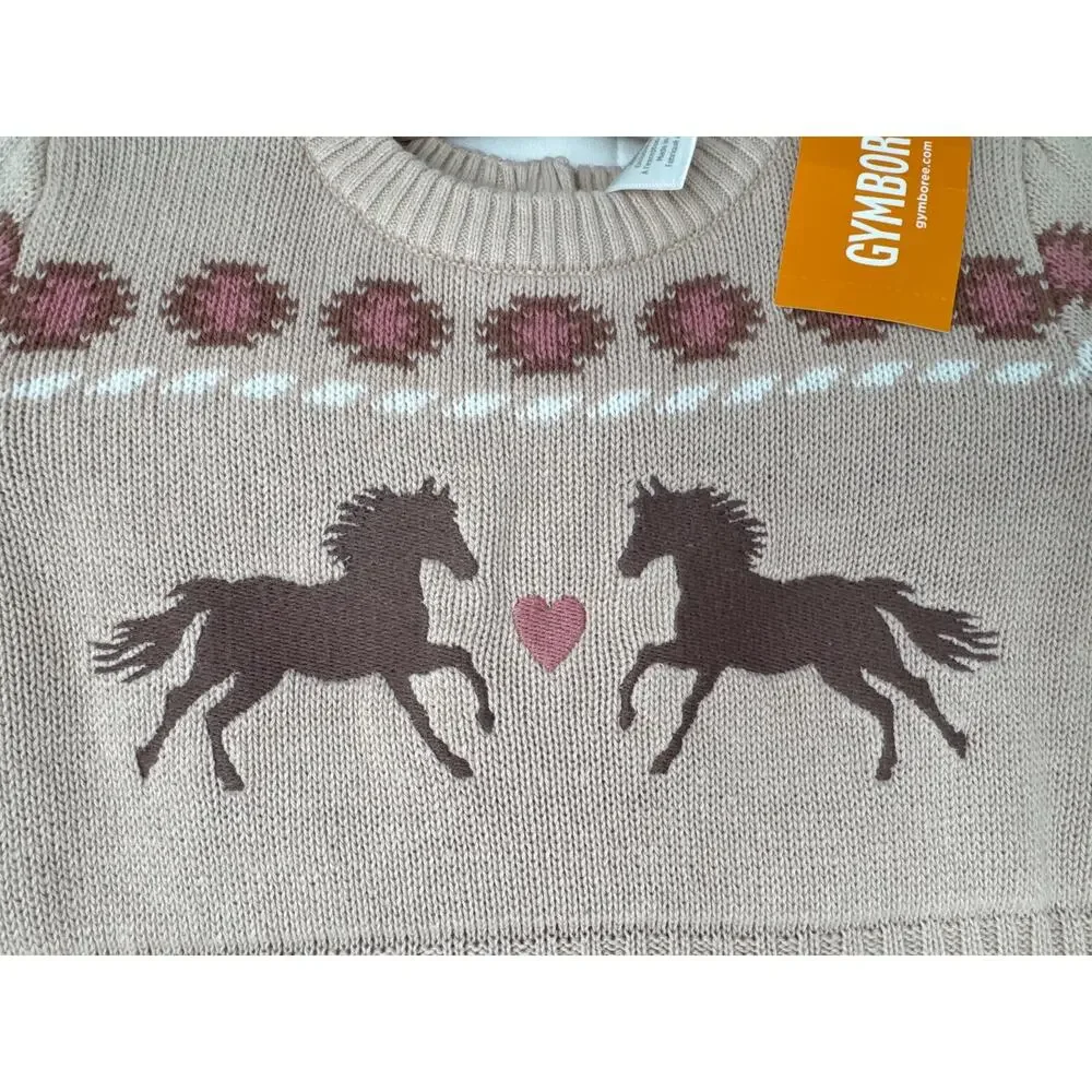 Gymboree Intarsia Horse Fairisle Sweater Dress Little Rocky Mountain Tan size 4T